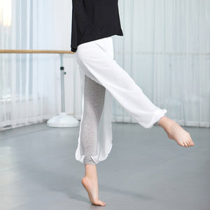 HiDance Ballet Dance Pants Chiffon Skirted Dance Leggings Black